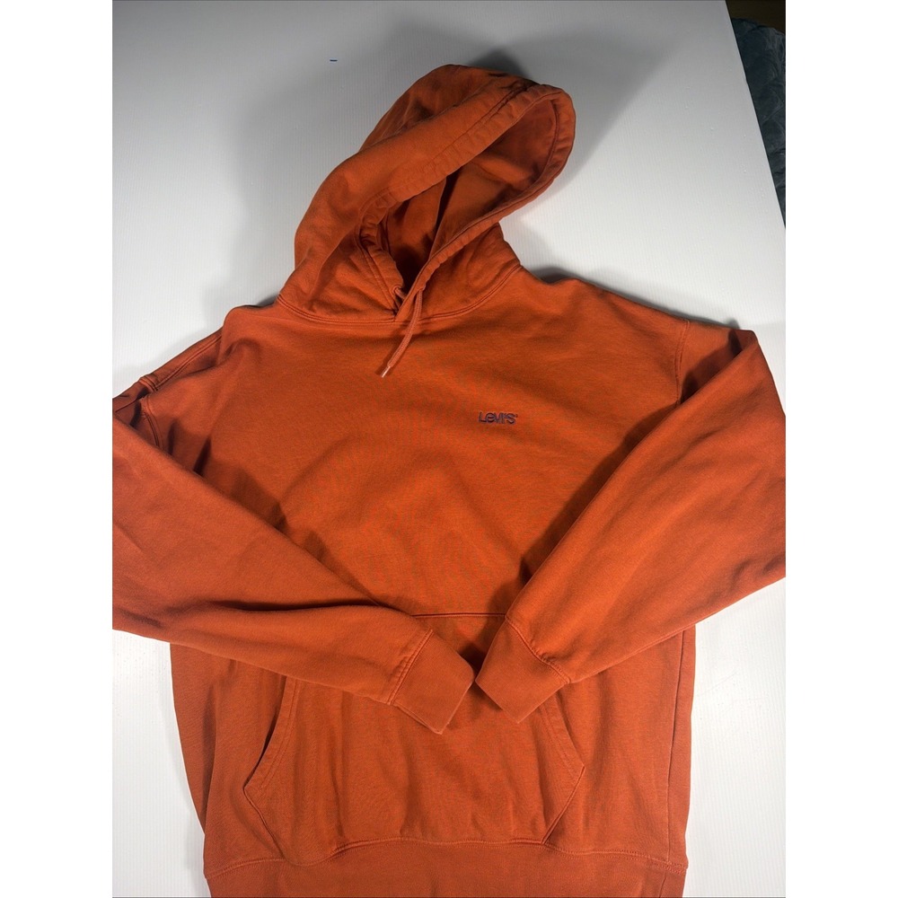 Levi's Made & Crafted Women's S Relaxed Pullover Hoodie Orange Embroidered Logo